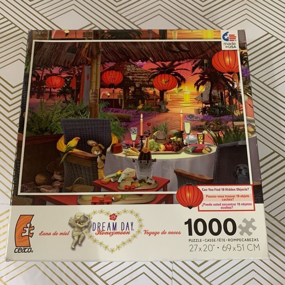 Ceaco‎ Dream Day Dinner For Two Jigsaw Puzzle 1000 Pieces 18 Hidden Items New